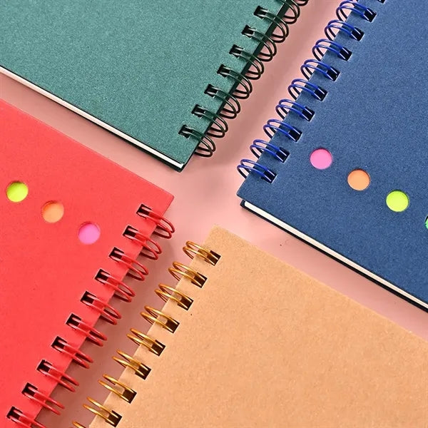 Lined Spiral Notebook Kraft Paper Cover with Pen In Holder