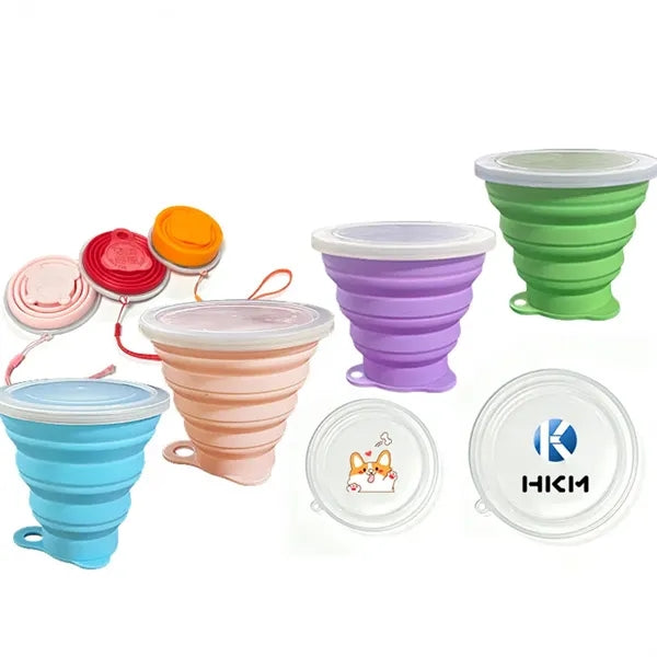 Silicone Folding Camping Cup with Lids