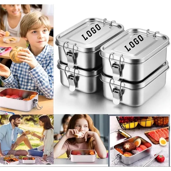 Stainless Steel Bento Lunch Box with Lock Clips Design