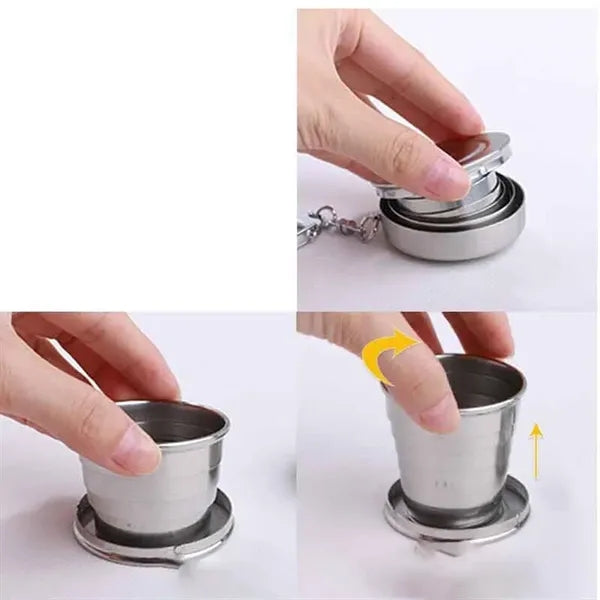 Stainless Camping Cookware Retractable Utensils Folded Cup