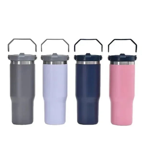 Stainless Steel Tumbler with Straw Wristbands
