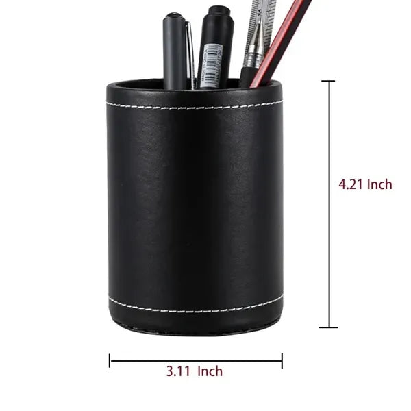 Round Leather Pen Cup