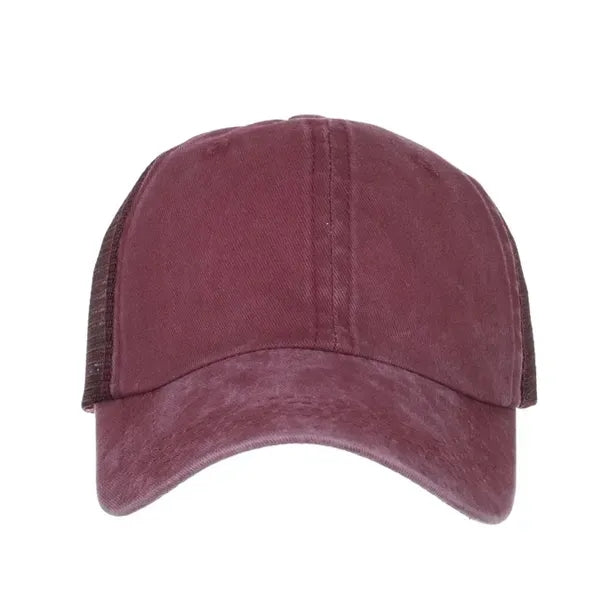 Distressed Ponytail Baseball Cap