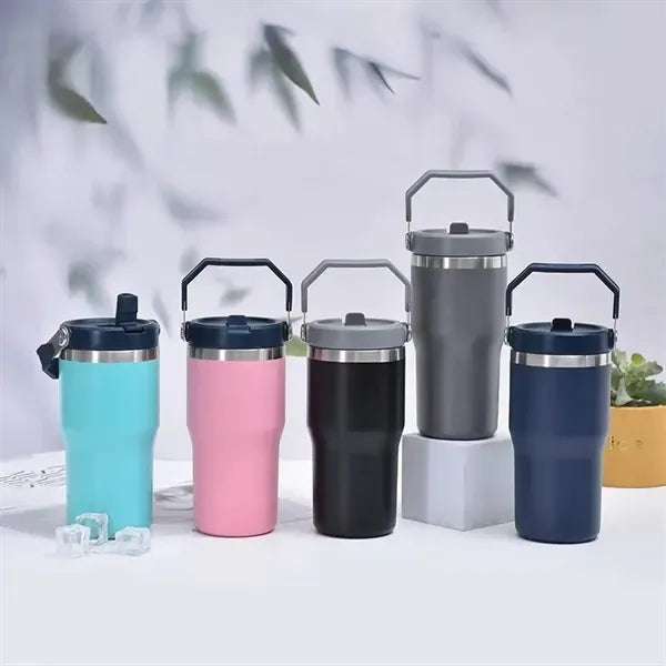 Stainless Steel Tumbler with Straw Wristbands