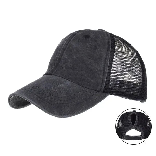 Distressed Ponytail Baseball Cap