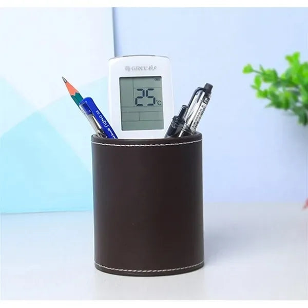 Round Leather Pen Cup
