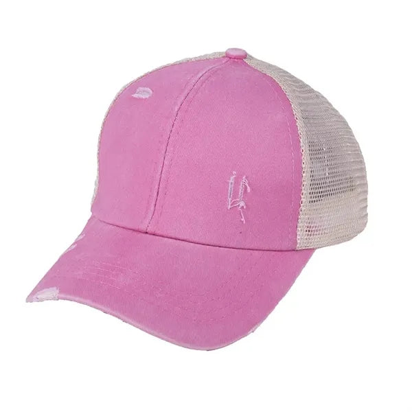 Washed Baseball Cap for Distressed Ponytail