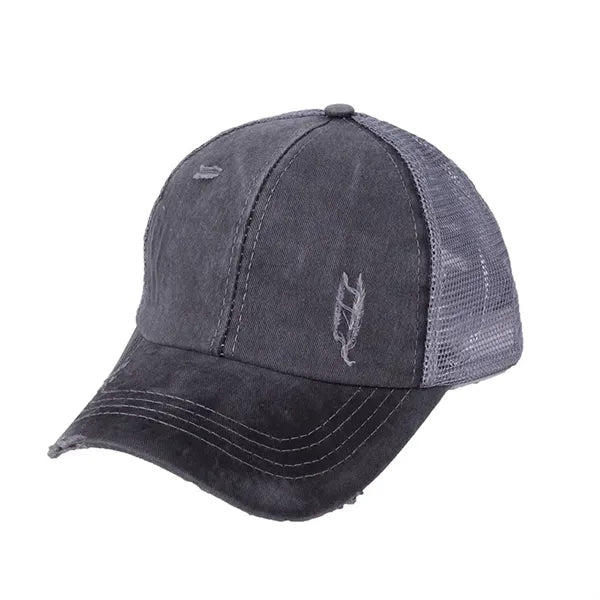 Washed Baseball Cap for Distressed Ponytail
