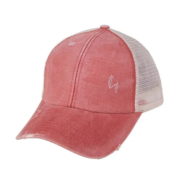 Washed Baseball Cap for Distressed Ponytail