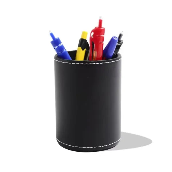 Round Leather Pen Cup