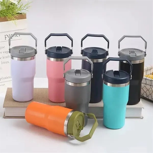 Stainless Steel Tumbler with Straw Wristbands