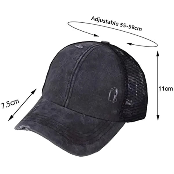 Washed Baseball Cap for Distressed Ponytail