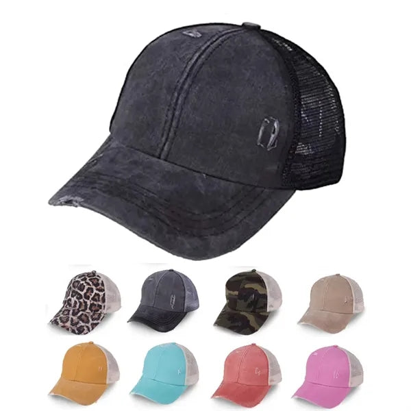Washed Baseball Cap for Distressed Ponytail