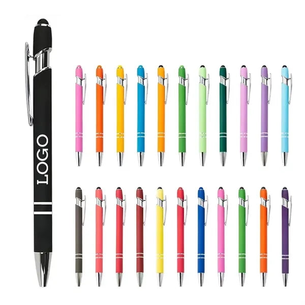 ABS Click Action Soft Touch Double Ring Stylus Ballpoint Pen