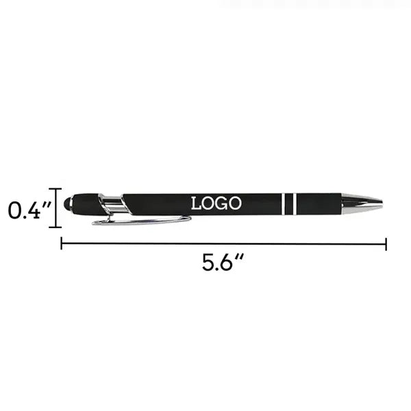 ABS Click Action Soft Touch Double Ring Stylus Ballpoint Pen
