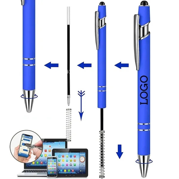 ABS Click Action Soft Touch Double Ring Stylus Ballpoint Pen