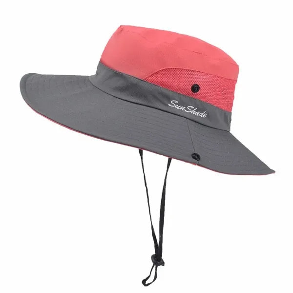 Outdoor Foldable Sun Hat Wide-Brim with Ponytail-Hole