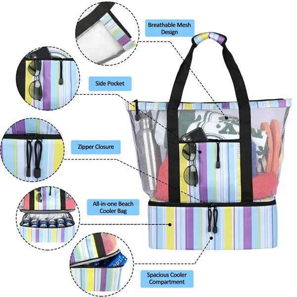 Mesh Beach Bags with Zipper