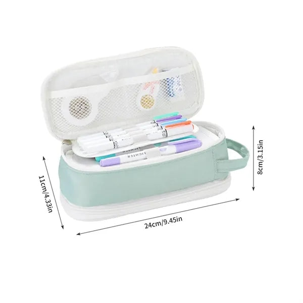 Big Capacity Zipper Pencil Case Aesthetic Pen Bag Pouch