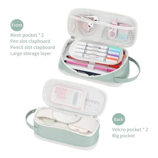 Big Capacity Zipper Pencil Case Aesthetic Pen Bag Pouch