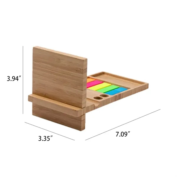 Bamboo Wood Desk Organizer with Mobile Stand and Pen Holder