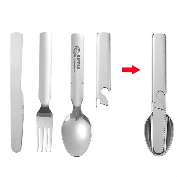 4 PCS Fork Spoon Bottle Opener Tableware Utility Cutlery Set