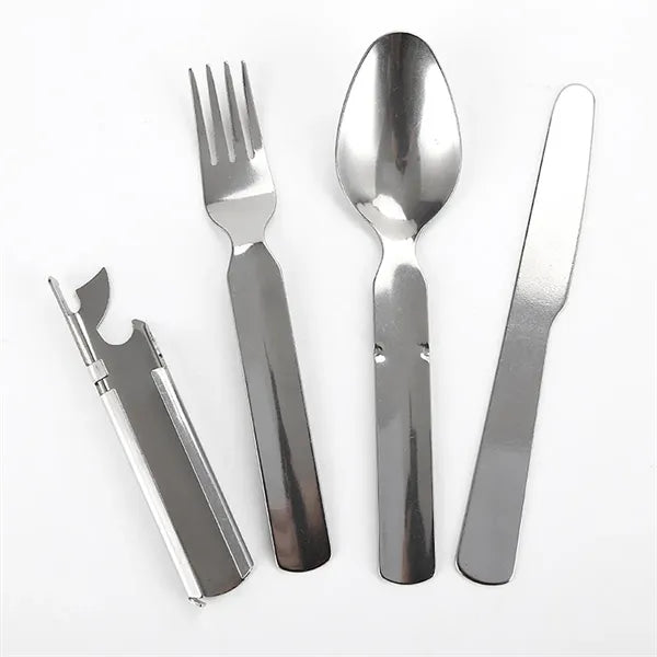 4 PCS Fork Spoon Bottle Opener Tableware Utility Cutlery Set