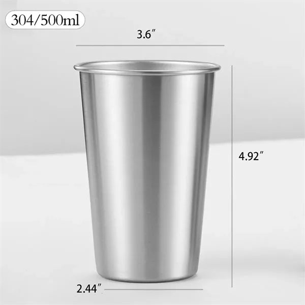 16oz. Metal Mug Stackable Pint Cups With Lid And Straw