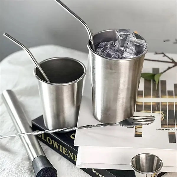 16oz. Metal Mug Stackable Pint Cups With Lid And Straw