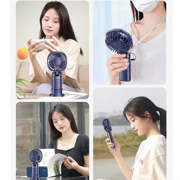5-in-1 USB Folding Fan 5 Speeds & LED Display & Phone Stand