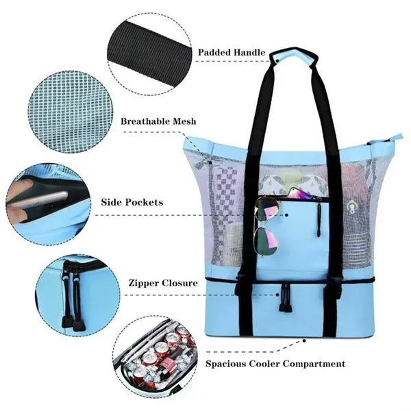 2-in-1 Outdoor Tourism Net Picnic Bag w/Insulation Cooler