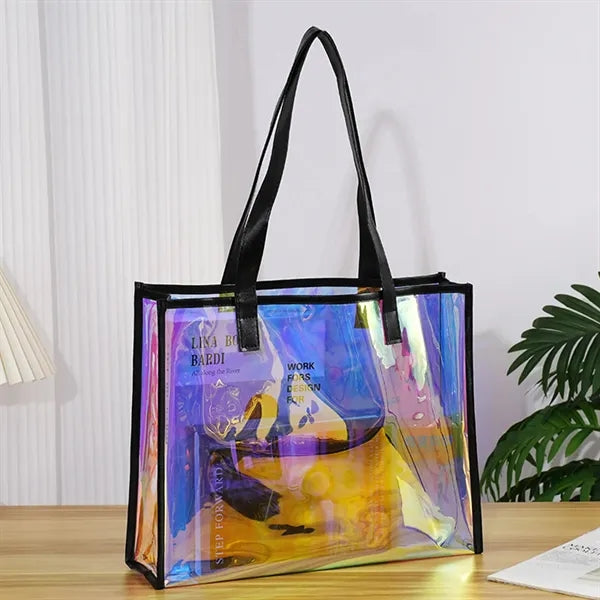 Rainbow colored Half-Transparent Holographic Tote Bag