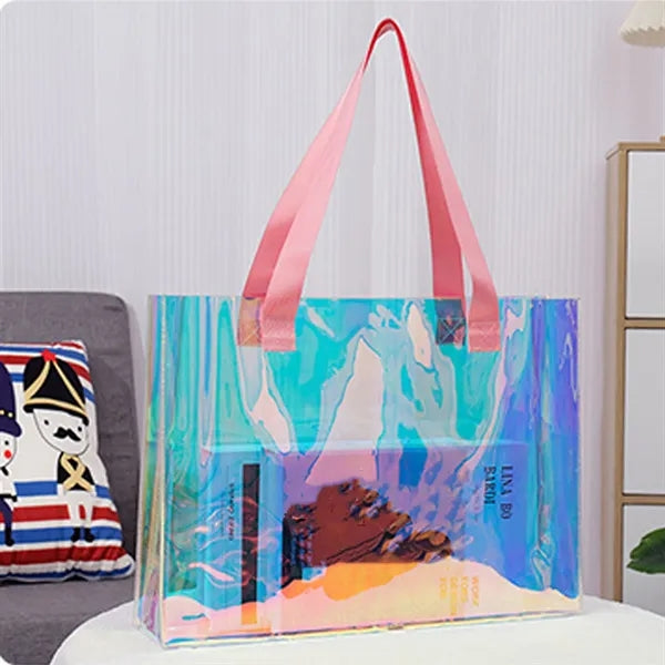 Rainbow colored Half-Transparent Holographic Tote Bag