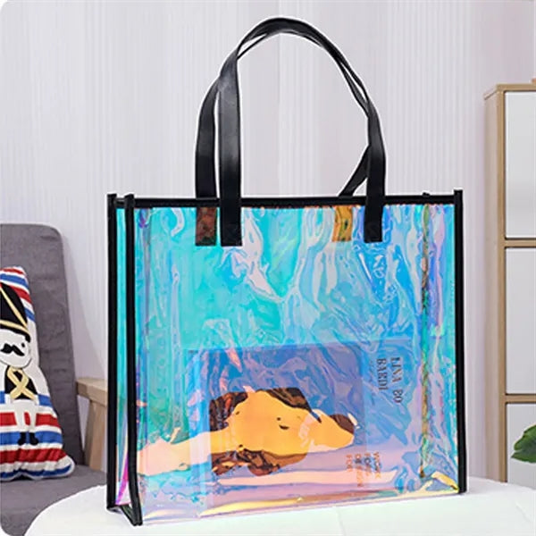 Rainbow colored Half-Transparent Holographic Tote Bag