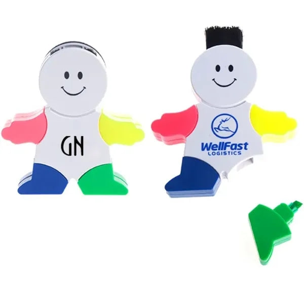 5 in 1 Man Shaped Highlighter Pen w/ Cleaning Brush
