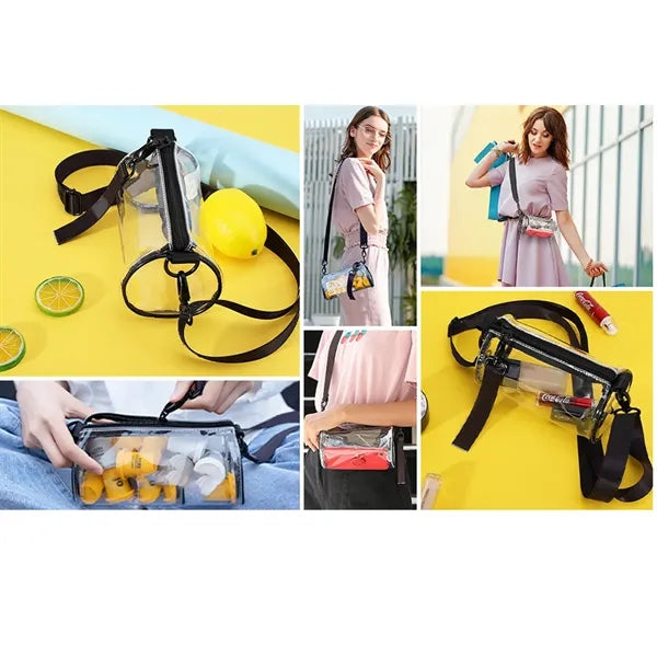 Women Personalized Travel PVC Clear Crossbody Purse Bags