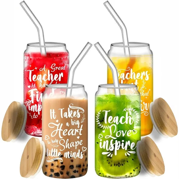 Glass Cup with Bamboo Lid and GlassStraw