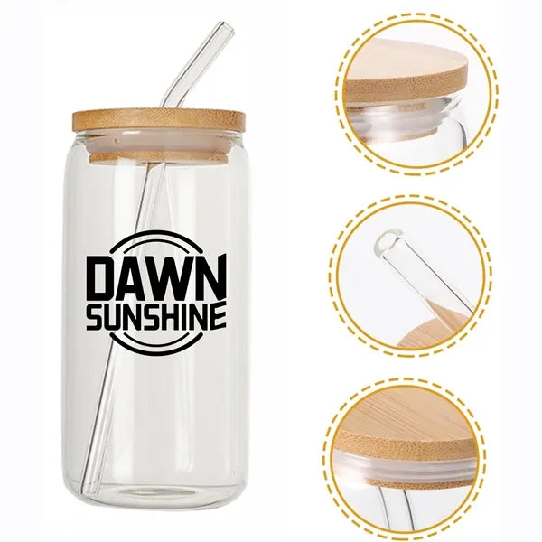 Glass Cup with Bamboo Lid and GlassStraw