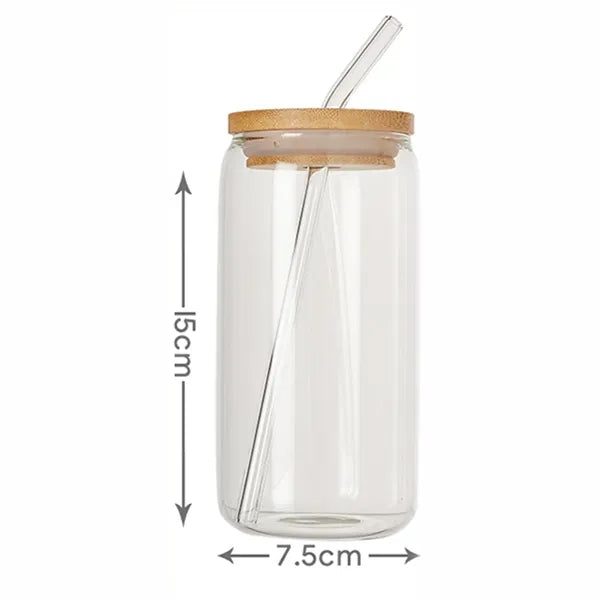 Glass Cup with Bamboo Lid and GlassStraw