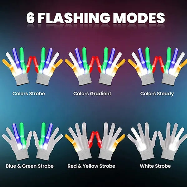 ED Flashing Light-Up Colorful Gloves for Adults Kids