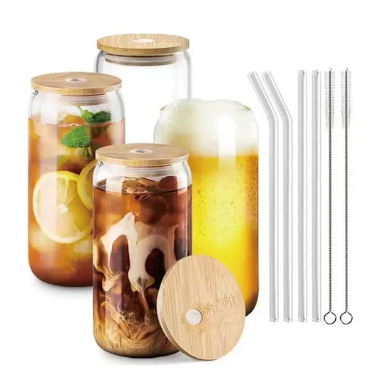 Drinking Glasses with Bamboo Lids