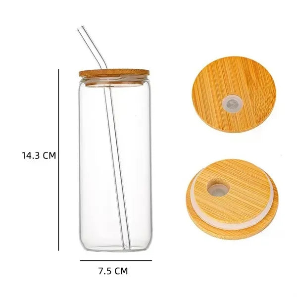 Drinking Glasses with Bamboo Lids