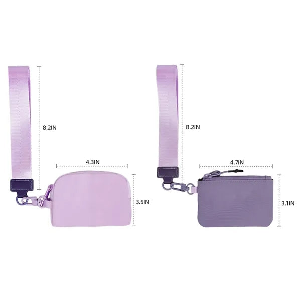 Dual Pouch Mini Zip Around Wristlet Keychain Wallet