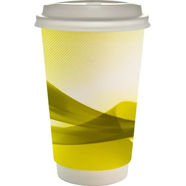 16 oz. Full Color Groovy Paper Cup With Lid