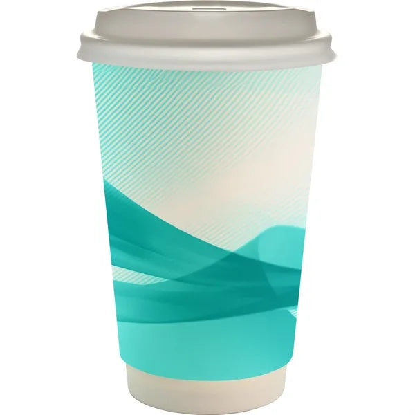 16 oz. Full Color Groovy Paper Cup With Lid