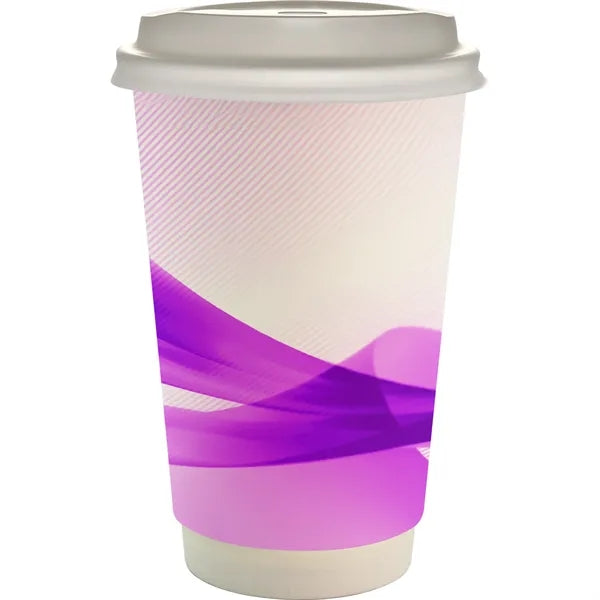 16 oz. Full Color Groovy Paper Cup With Lid