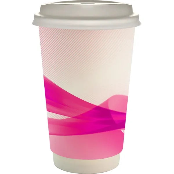 16 oz. Full Color Groovy Paper Cup With Lid