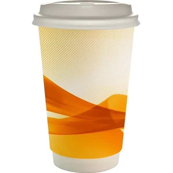 16 oz. Full Color Groovy Paper Cup With Lid