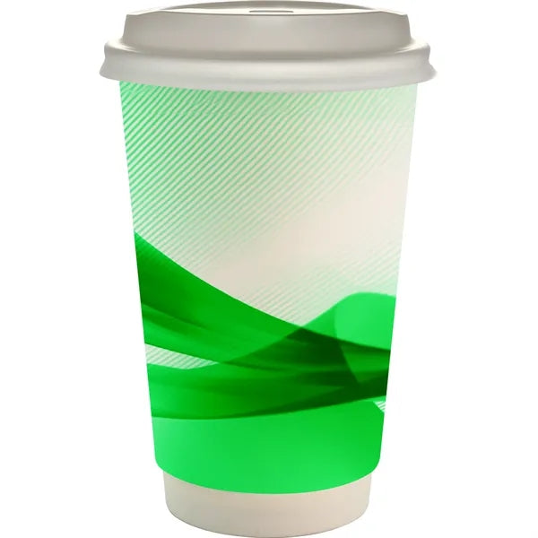 16 oz. Full Color Groovy Paper Cup With Lid