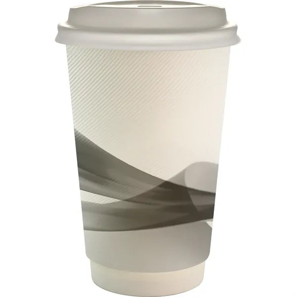 16 oz. Full Color Groovy Paper Cup With Lid
